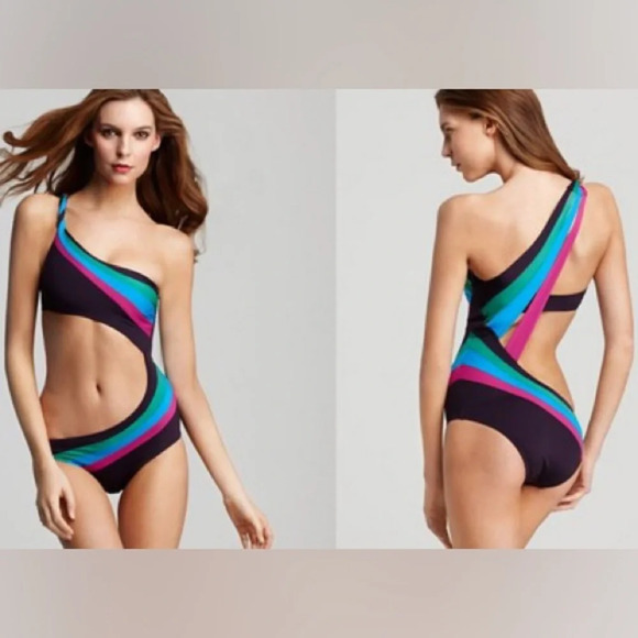 BECCA Other - Becca by Rebecca Virtue purple strappy cutout one piece swimsuit size large